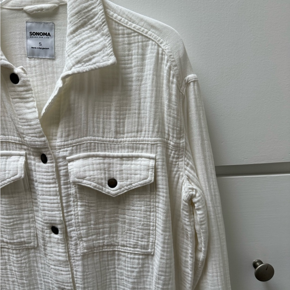 NWT Sonoma lightweight cropped utility jacket w/ snaps and tie waist in size S. - Picture 5 of 9